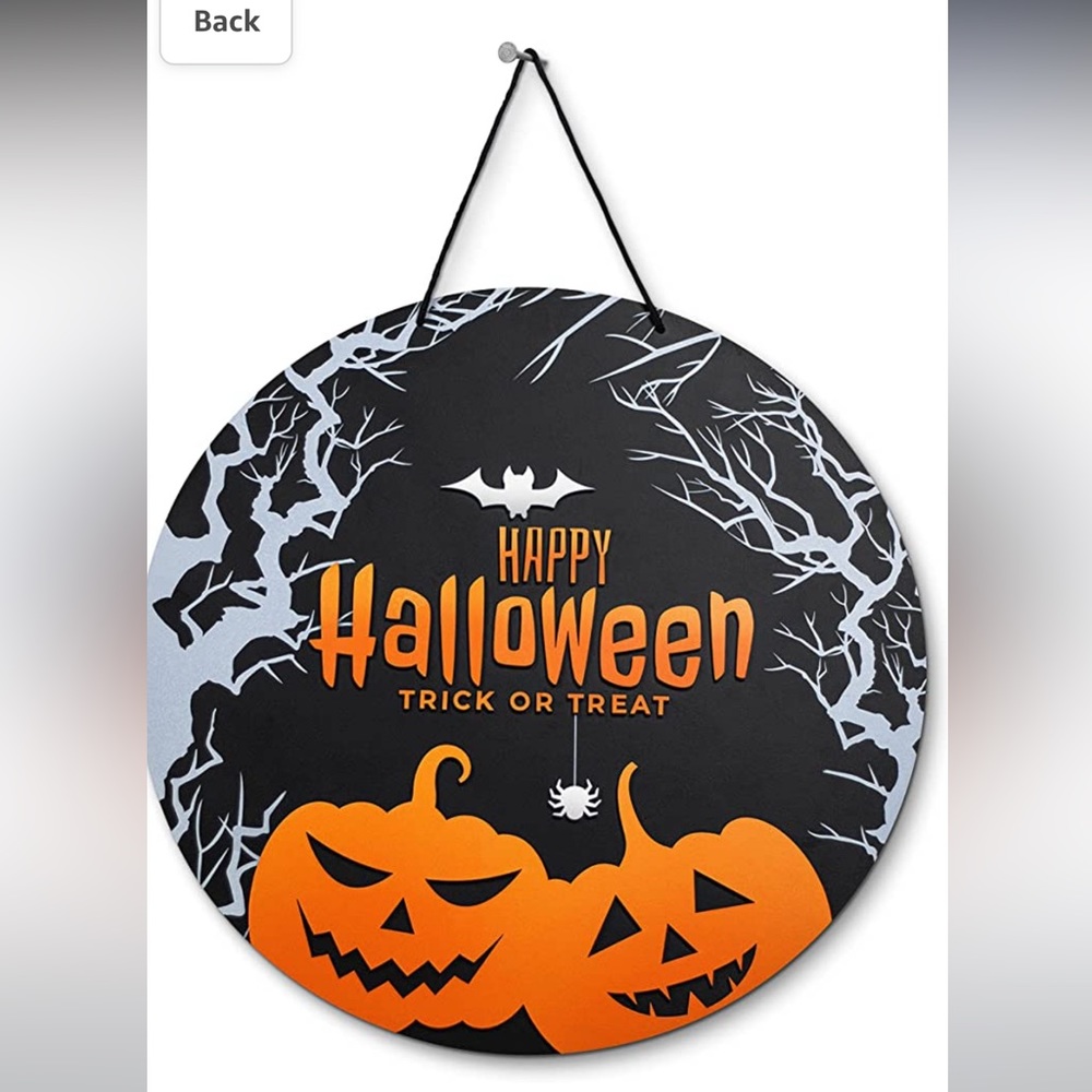 Aurora Happy Halloween Trick-or-Treat Wooden Door Sign Decoration 18" NIB
